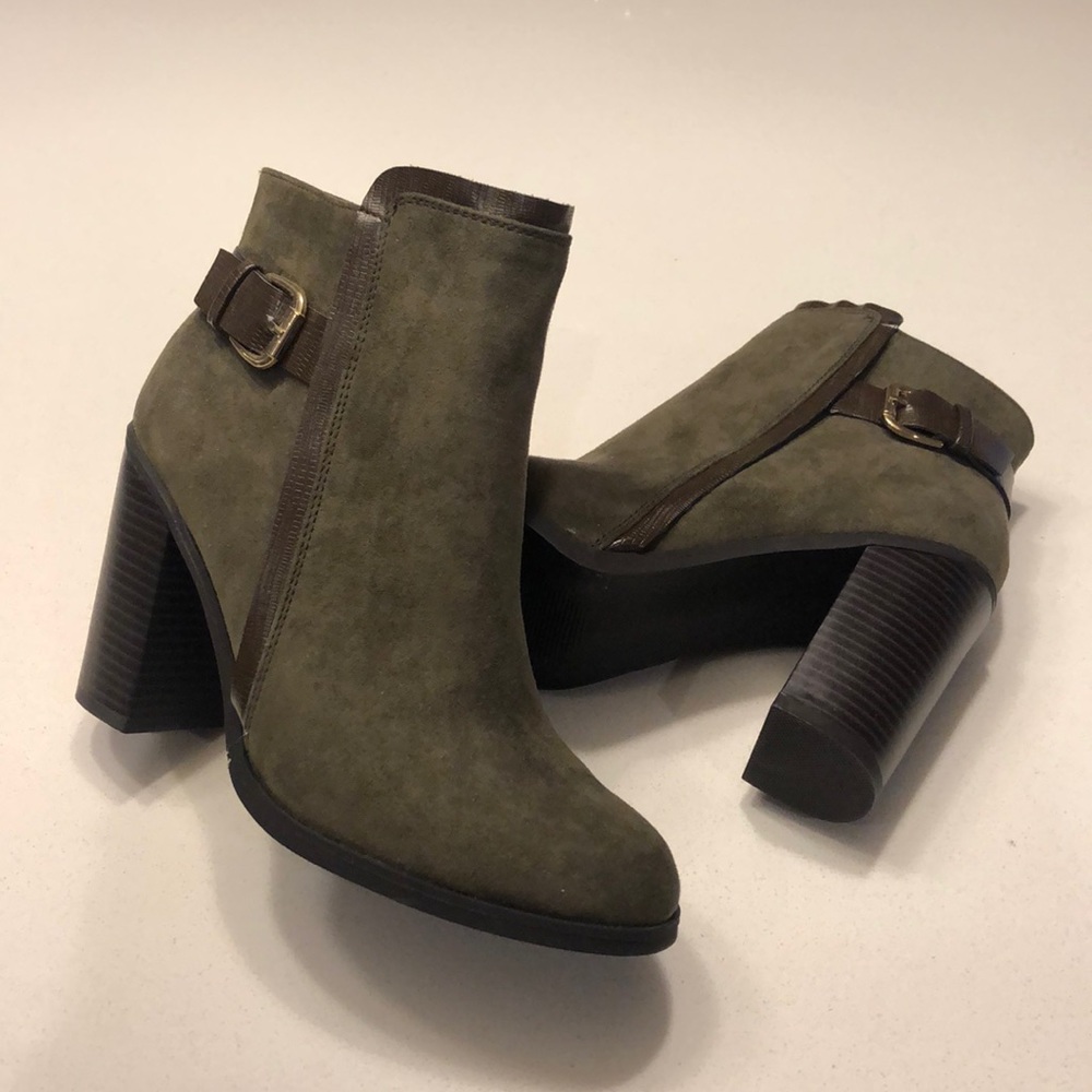 JustFab NWOT Green Suede Bootie